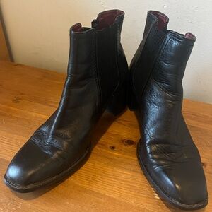 ZARA Black Leather Heel Ankle Boots